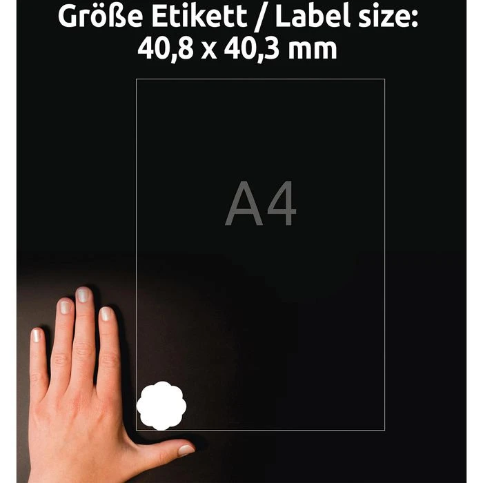 Zweckform Flaschenetiketten 5084, Weiß, Blumenform, Ø 40mm, Wiederablösbar, 240 Stück – Bild 4