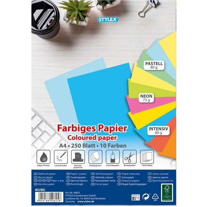 Kopierpapier Farbig A4 75g / 80g, 10 X 25 Blatt, 250 Blatt – Bild 2