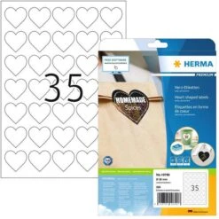Herma Universaletiketten 10790 Premium, Weiß, Herzförmig, Ø 35mm, 10 Blatt, 350 Stück