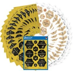Zweckform Sticker Z-Design, Set Weihnachtsgrüße, Glanzpapier, Kraftpapier, 204 Aufkleber