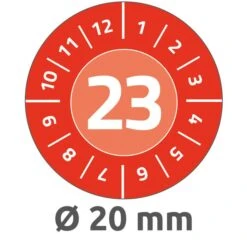 Zweckform Prüfplaketten 6945, Mit Jahreszahl 2023, Rot, Ø 20mm, Abziehsicher, 120 Stück