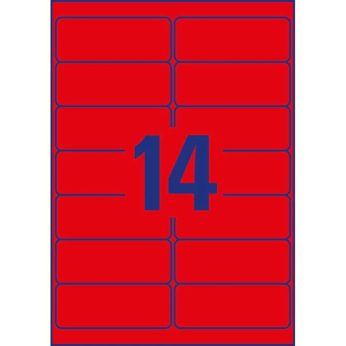 Avery Zweckform L7263R-25 Universaletiketten Neon-rot, 99,1 X 38,1mm, Ablösbar, 25 Blatt, 350 Stück – Bild 3