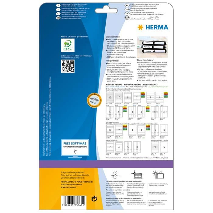 Herma Rückenschilder 5165 Special, Weiß, 34x297mm Für Hängeordner Selbstklebend 125 Stück – Bild 3