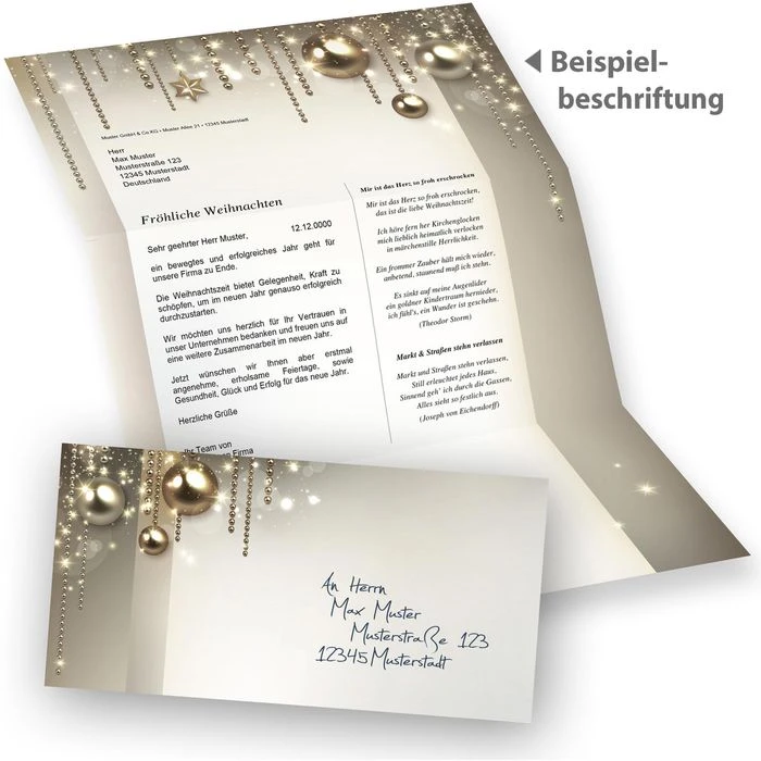 Tatmotive Weihnachtsbriefpapier Noblesse, Set, A4, 90g/m², 100 Blatt + 100 Umschläge – Bild 2