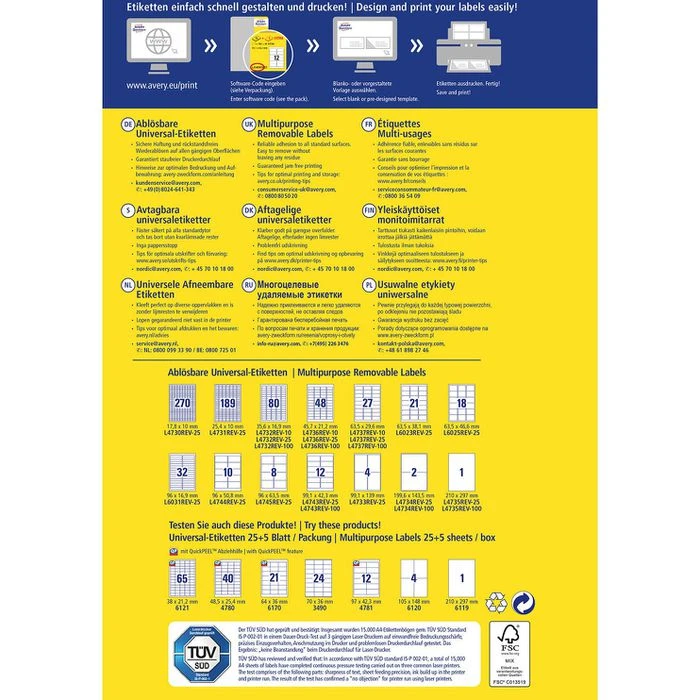 Zweckform Universaletiketten L4732REV-25, Weiß, 35,6 X 16,9mm, Ablösbar, 30 Blatt, 2400 Stück – Bild 6
