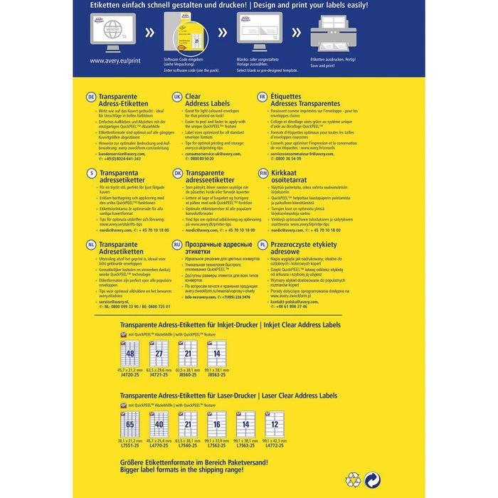 Avery Zweckform J8563-25 Etiketten Transparent – Bild 5