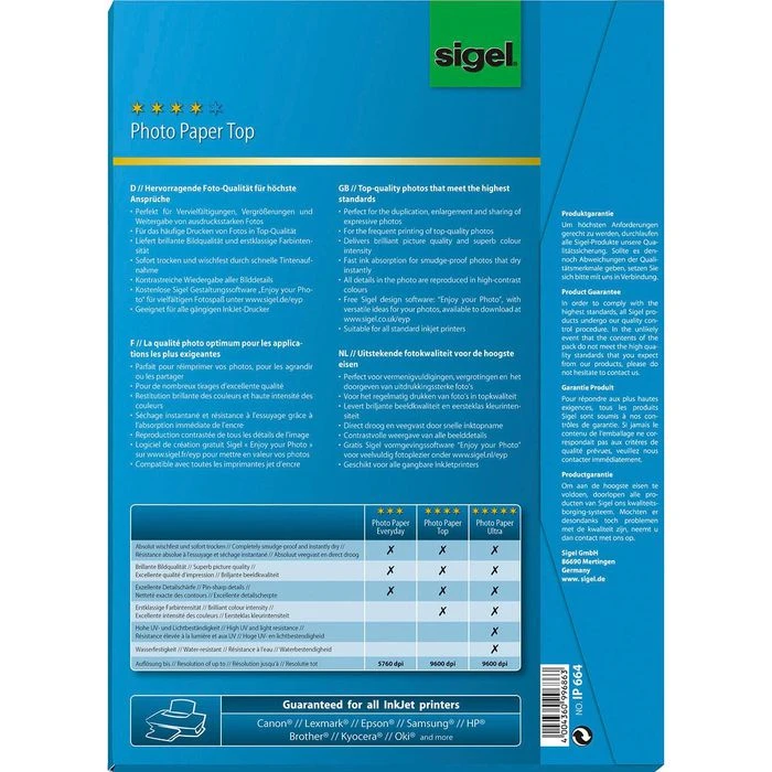 Sigel IP 664 Photo Paper Top A4 Fotopapier 125g – Bild 4