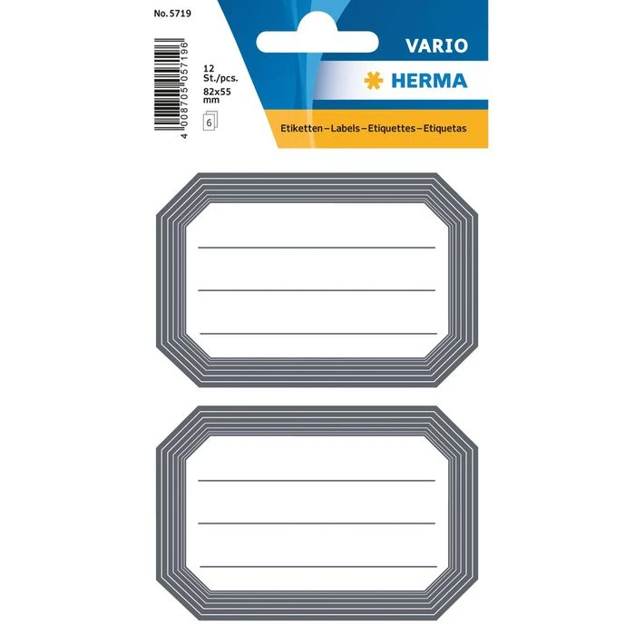 Herma Buchetiketten 5719 Vario, Liniert, 82 X 55mm, Mit Grauem Rand, 12 Etiketten – Bild 4