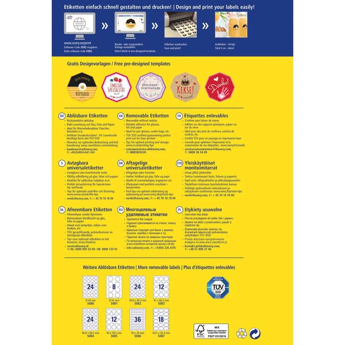 Zweckform Flaschenetiketten 5082, Weiß, Achteckig, 40,8 X 40,3mm, Ablösbar, 10 Blatt, 240 Stück – Bild 4