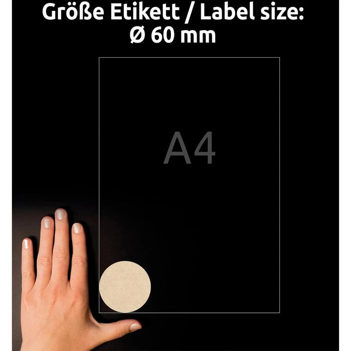 Zweckform Universaletiketten L7106-25, Naturbraun, Ø 60mm, 25 Blatt, 300 Stück – Bild 3