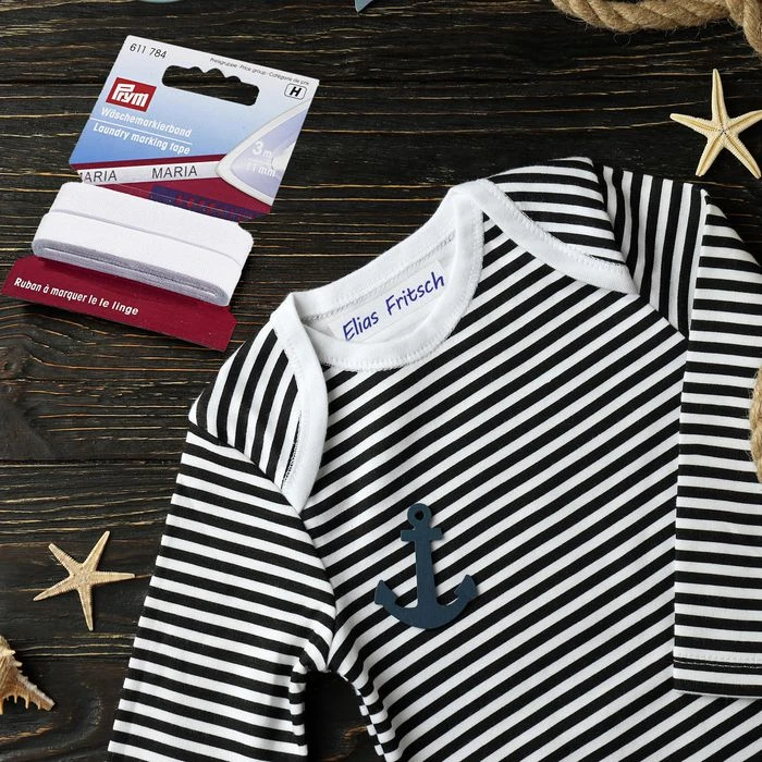 Prym Namensetiketten Wäschemarkierband, Weiß, 11 X 3000 Mm, Zum Aufbügeln, Permanent, Endlos – Bild 3