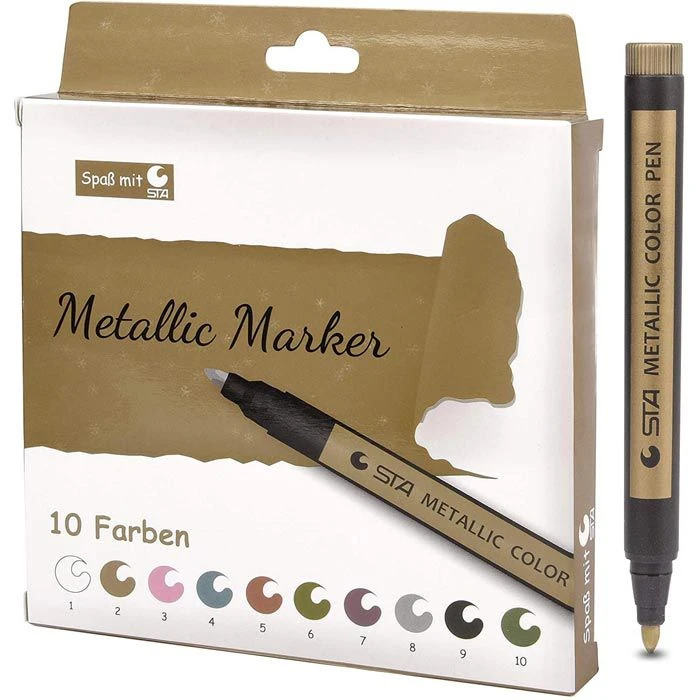 STA Metallic-Marker 300035, Rundspitze, Strichbreite 2mm, 10 Stück