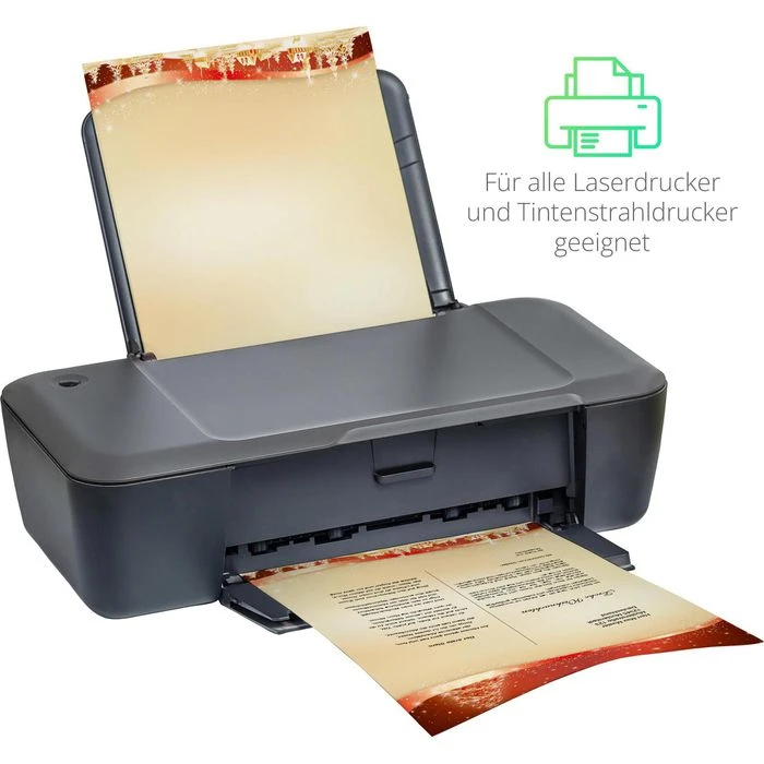 Tatmotive Weihnachtsbriefpapier Rot-golden, Set, A4, 90 G/m², 100 Blatt + 100 Umschläge – Bild 3