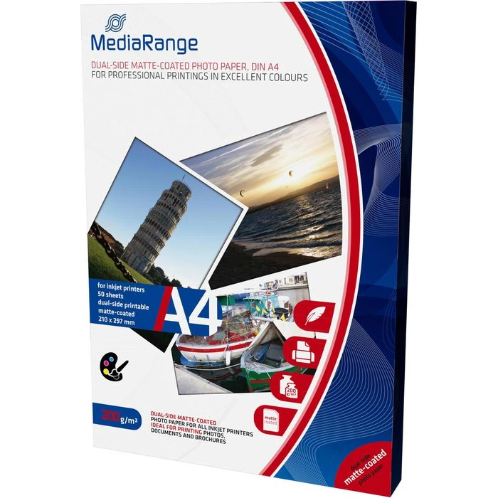MediaRange Fotopapier MRINK102, A4, 50 Blatt, Für Inkjet, 200 G/m², Beidseitig Matt – Bild 4