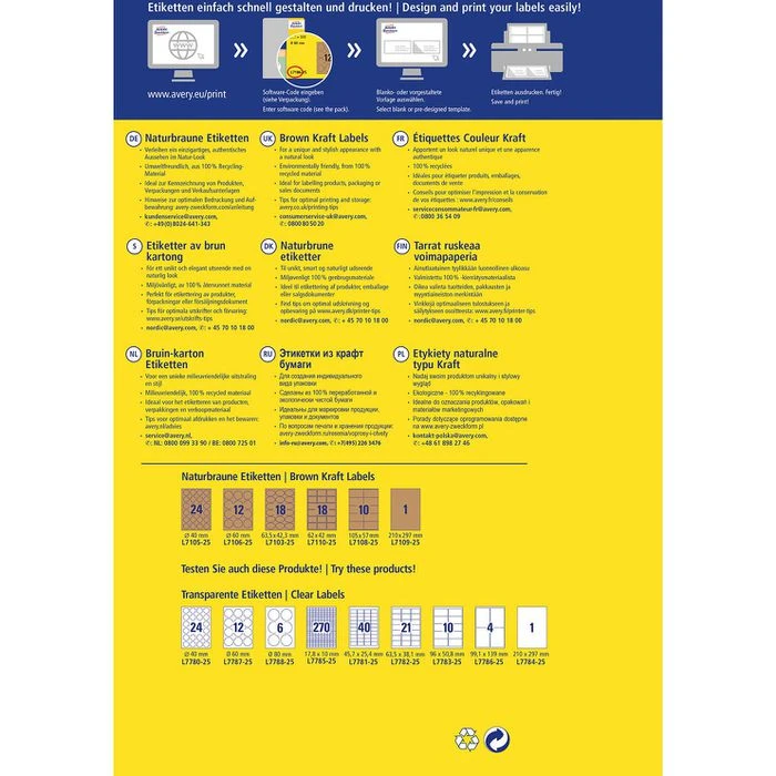 Zweckform Universaletiketten L7106-25, Naturbraun, Ø 60mm, 25 Blatt, 300 Stück – Bild 5