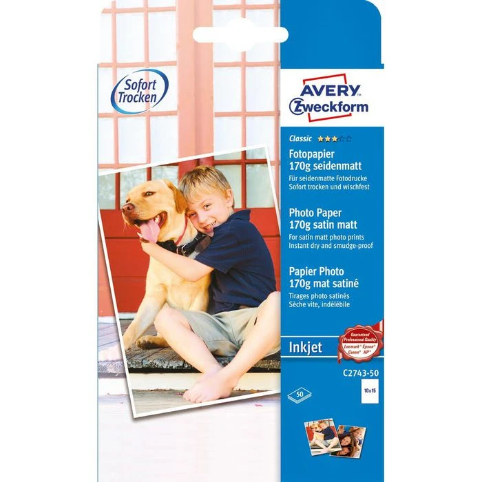 Zweckform Fotopapier C2743-50, 10x15 Cm, 50 Blatt, Für Inkjet, 170 G/qm, Seidenmatt