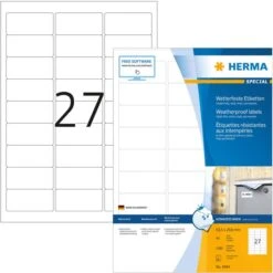 Herma Inkjet-Etiketten 4594, Special, Weiß, 63,5 X 29,6mm Matt Wetterfest 40 Blatt 1080 Stück