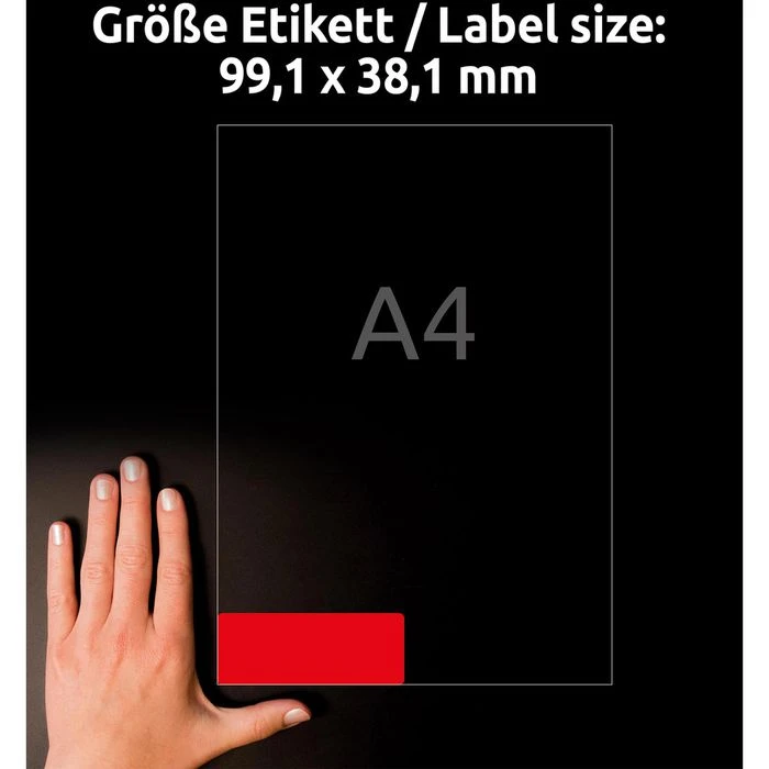 Avery Zweckform L7263R-25 Universaletiketten Neon-rot, 99,1 X 38,1mm, Ablösbar, 25 Blatt, 350 Stück – Bild 4