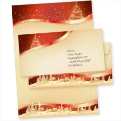 Tatmotive Weihnachtsbriefpapier Rot-golden, Set, A4, 90 G/m², 100 Blatt + 100 Umschläge
