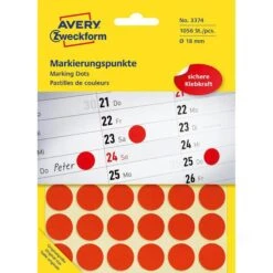 Avery Zweckform 3374 Rot Markierungspunkte Ø 18mm