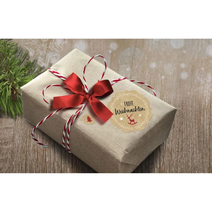 Zweckform Sticker Z-Design, Set Weihnachtsgrüße, Glanzpapier, Kraftpapier, 204 Aufkleber – Bild 3