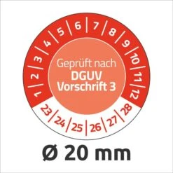 Zweckform Prüfplaketten 6977 Geprüft Nach DGUV Vo3, 2023-2028, Rot, Ø 20mm, Abziehsicher, 120 Stück