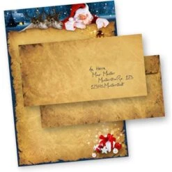 Tatmotive Weihnachtsbriefpapier Nordpol Express, Set, A4, 90g/m², 100 Blatt + 100 Umschläge