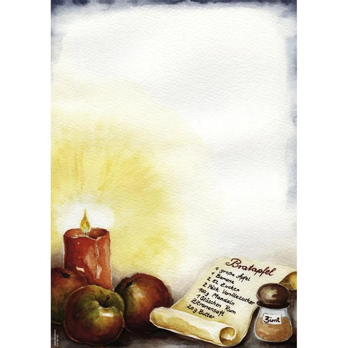 Weihnachtspapier Bratapfel, A4, 90g/qm, 50 Blatt