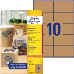 Zweckform Universaletiketten L7108-25, Naturbraun, 105 X 57 Mm, 25 Blatt, 250 Stück