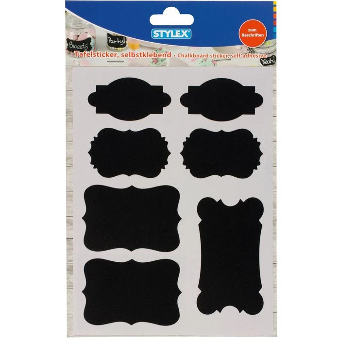 Stylex Tafeletiketten 36516, Verschiedene Größen Selbstklebend Schwarz 7 Stück