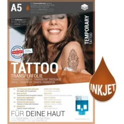 Skullpaper Transferpapier Tattoofolie Inkjet, A5, Temporäre Tattoos Auf Der Haut, 6 Blatt