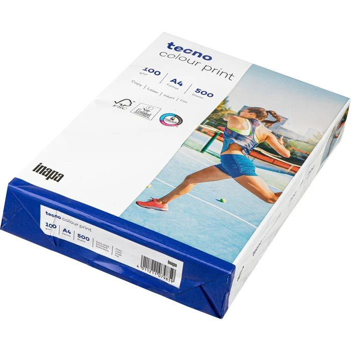 Inapa Farblaserpapier Tecno Color Print, A4, 100g/qm, Hochweiß, 500 Blatt, 2100011449
