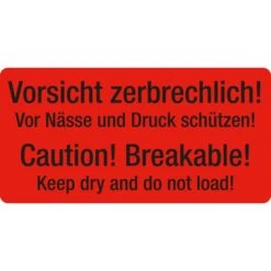 Eichner Hinweisetiketten Vorsicht Zerbrechlich, 50 X 100mm, Selbstklebend, Auf Rolle, 250 Stück