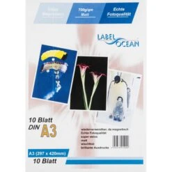 LabelOcean Fotopapier LO-A3-M-10, A3, 10 Blatt, Für Inkjet, 700 G/qm, Matt, Magnetisch