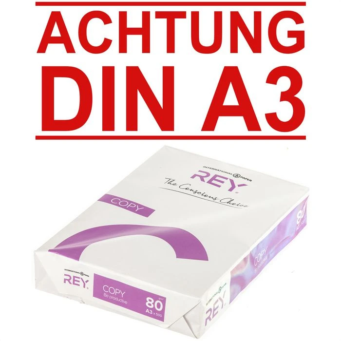 Rey Kopierpapier Copy, A3, 80g/qm, Weiß, 500 Blatt 1 Rey Kopierpapier Copy, A3, 80g/qm, Weiß, 500 Blatt