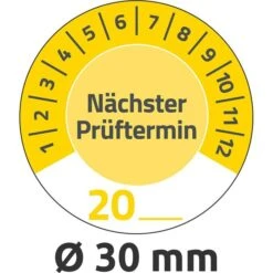 Zweckform Prüfplaketten 7905, Nächster Prüftermin, 20XX Gelb, Ø 30mm, Aus Vinyl, 80 Stück Individuell