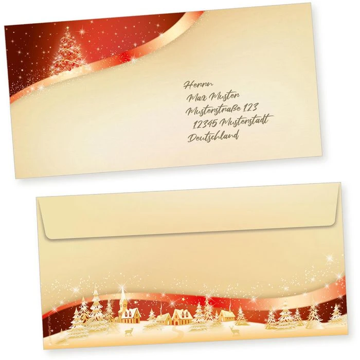 Tatmotive Weihnachtsbriefpapier Rot-golden, Set, A4, 90 G/m², 100 Blatt + 100 Umschläge – Bild 4