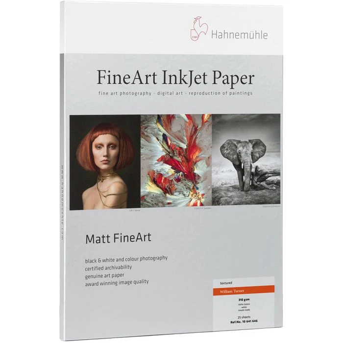 Hahnemühle Inkjet-Papier William Turner FineArt A4, 190 G/m², Matt, Einseitig Bedruckbar, 25 Blatt