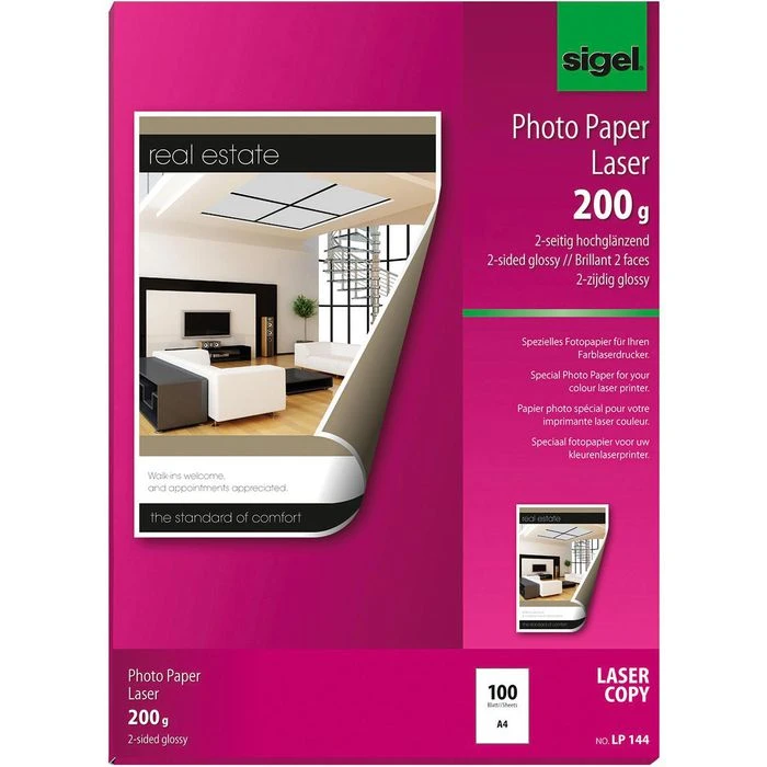 Sigel LP144 Photo-Papier Glossy A4 200g Farblaser