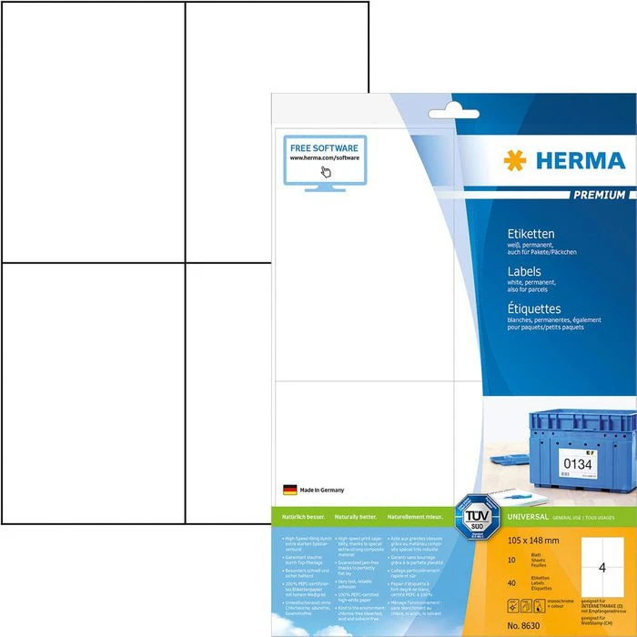 Herma Premium 8630 Etiketten Weiß 105 X 148 Mm