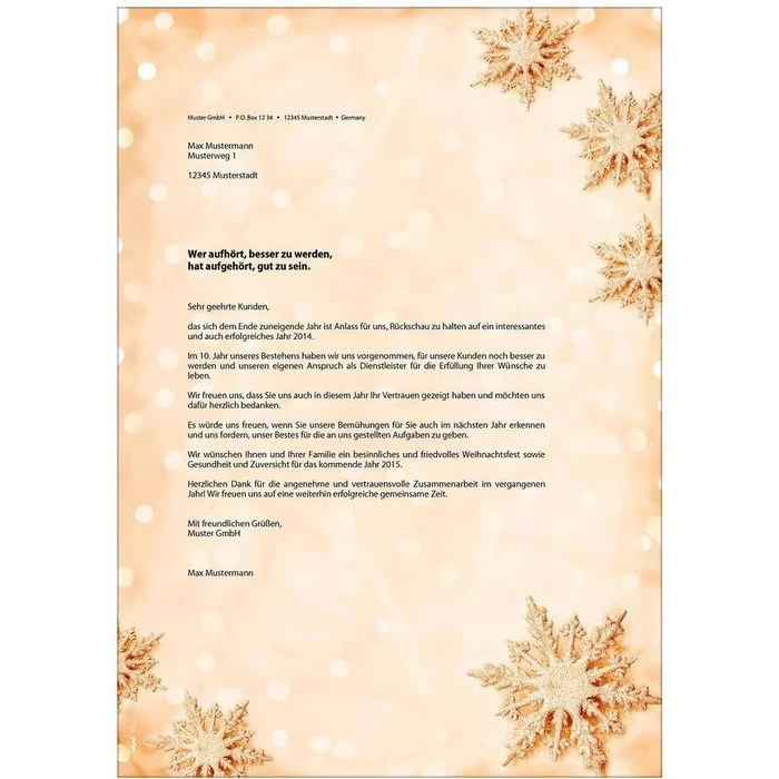 Sigel Weihnachtspapier DP234 Golden Snowflakes, A4, 90g/m², 100 Blatt – Bild 2