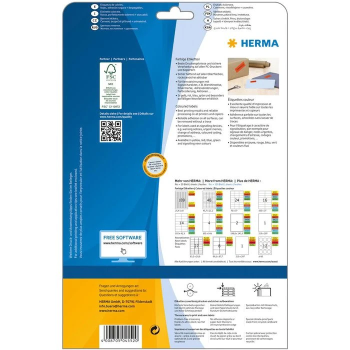 Herma Universaletiketten 4552, Special, Rot, 105 X 37mm, Ablösbar, 20 Blatt, 320 Stück – Bild 5