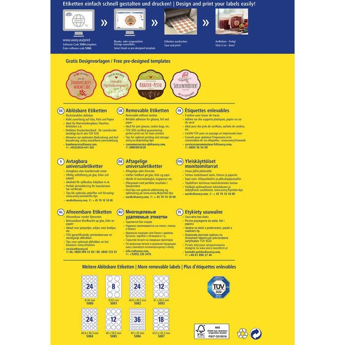 Zweckform Flaschenetiketten 5084, Weiß, Blumenform, Ø 40mm, Wiederablösbar, 240 Stück – Bild 6