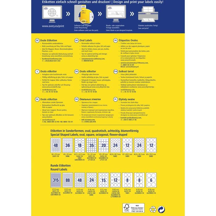 Zweckform Universaletiketten L6024REV-25, Weiß, 63,5 X 42,3mm Oval, Ablösbar, 25 Blatt, 450 Stück – Bild 5