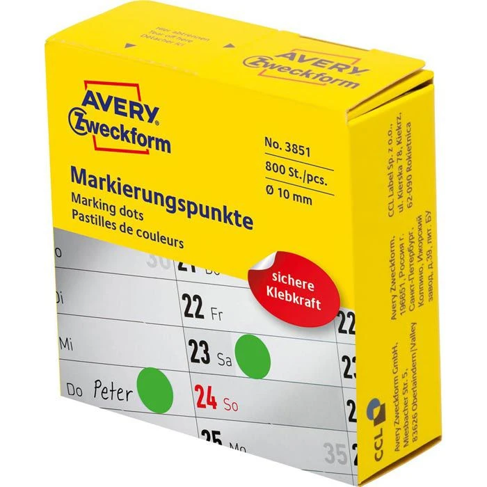 Zweckform Markierungspunkte 3851, Grün, Ø 10 Mm, 800 Stück
