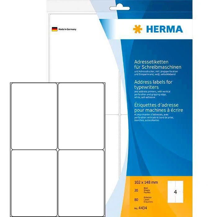 Herma Adressetiketten 4434 Weiß 102x148mm 80 Stück