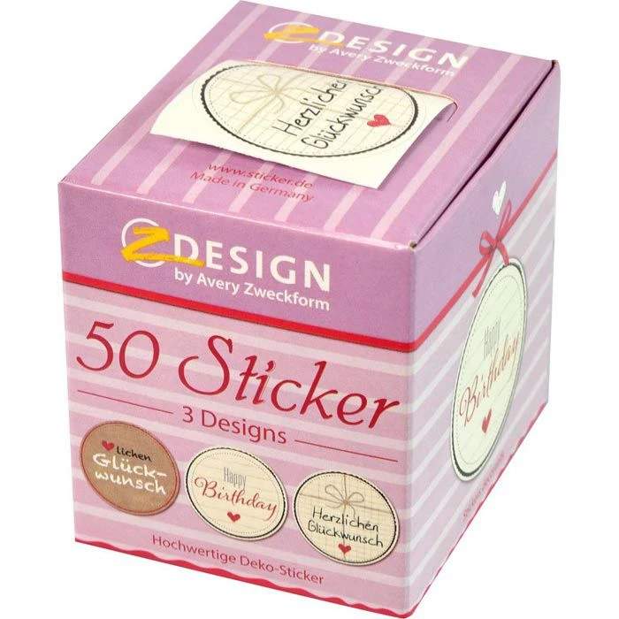 Zweckform Sticker 56814 Z-Design Deko-Sticker, Herzlichen Glückwunsch, Auf Rolle, 50 Aufkleber – Bild 2