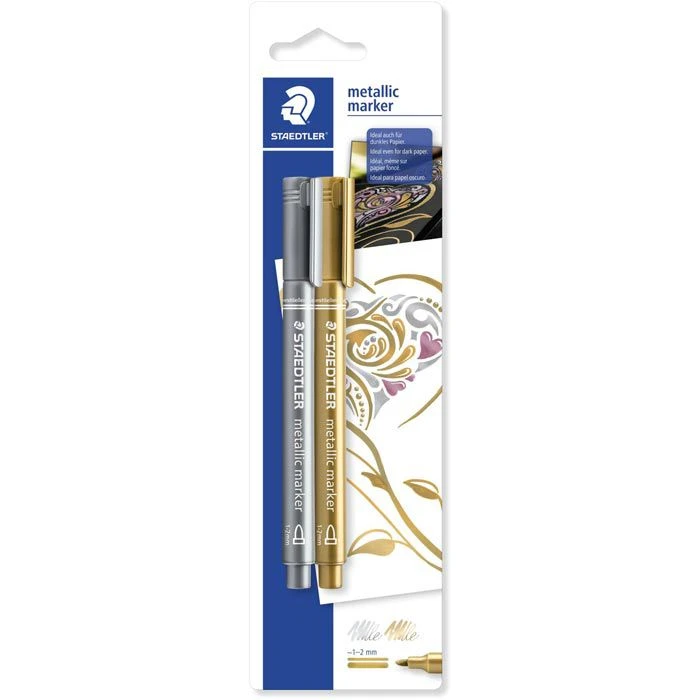 Staedtler Metallic-Marker 8323-S BK2, Gold Und Silber, 1 - 2 Mm, Wasserfest, 2 Stück