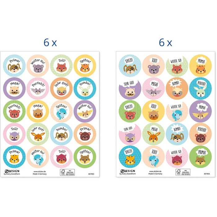 Zweckform Bewertungspunkte Motivation, Bunt, Ø 15 Mm, Tiergesicht Und Spruch, 240 Stück – Bild 3