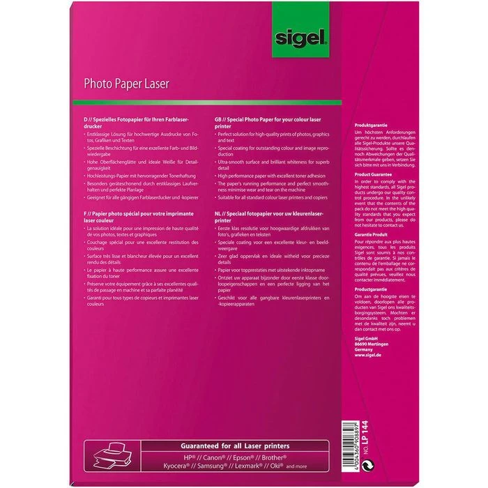 Sigel LP144 Photo-Papier Glossy A4 200g Farblaser – Bild 6